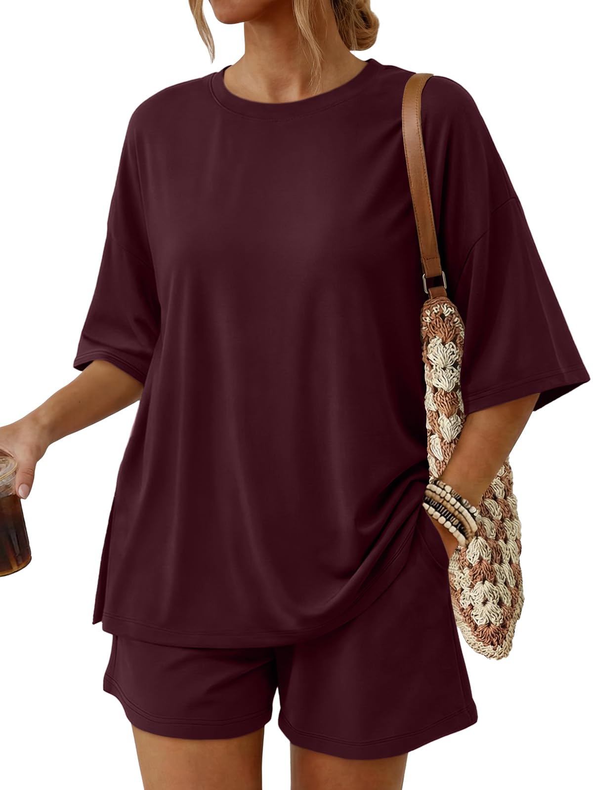 2 Piece Summer Set Oversized Top & Loose Fit Shorts with Pockets
