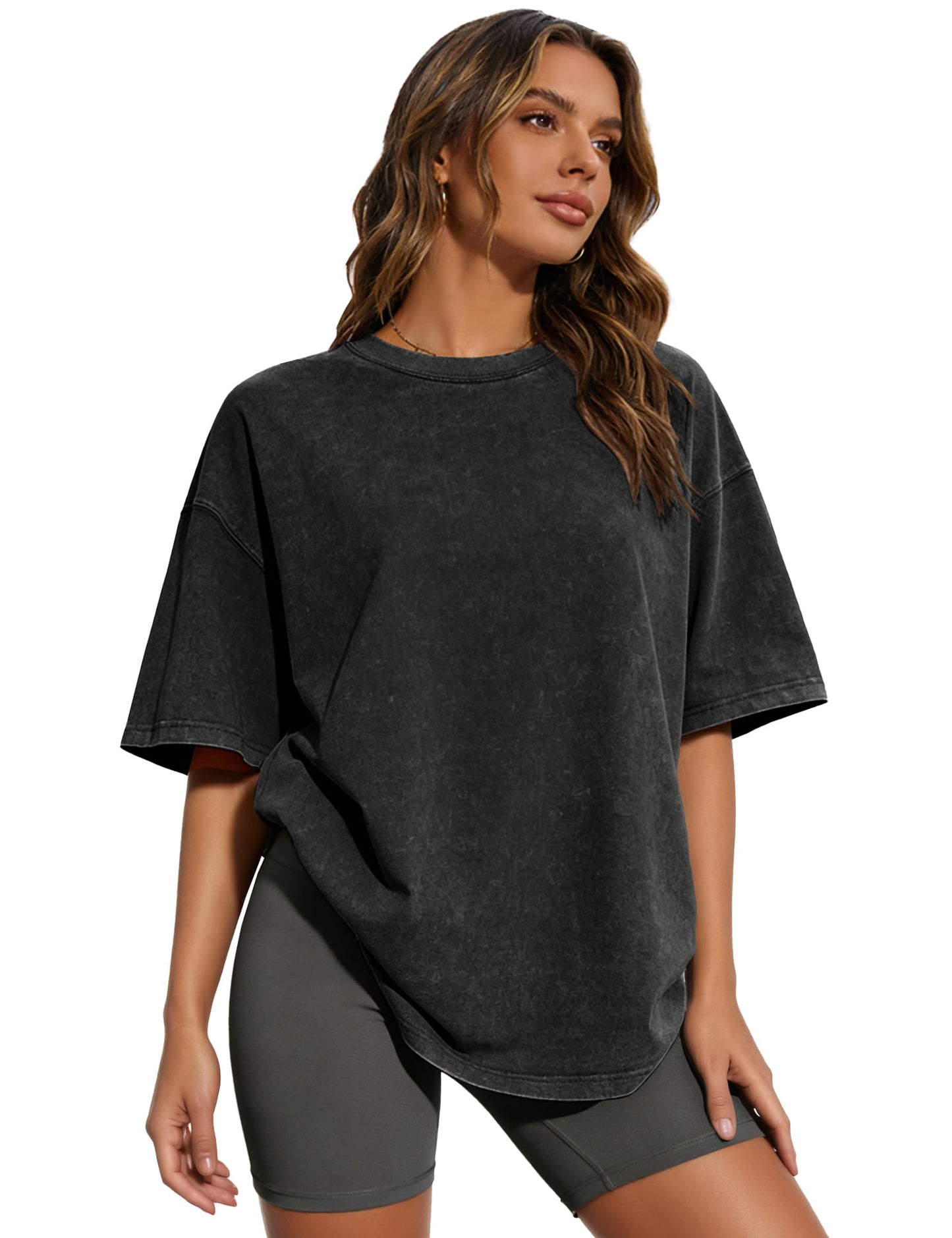 1/2/4 Pack Oversized Tshirts for Women, Loose Fit Crew Neck Summer Baggy Tops Workout Tees Plus Size T Shirts