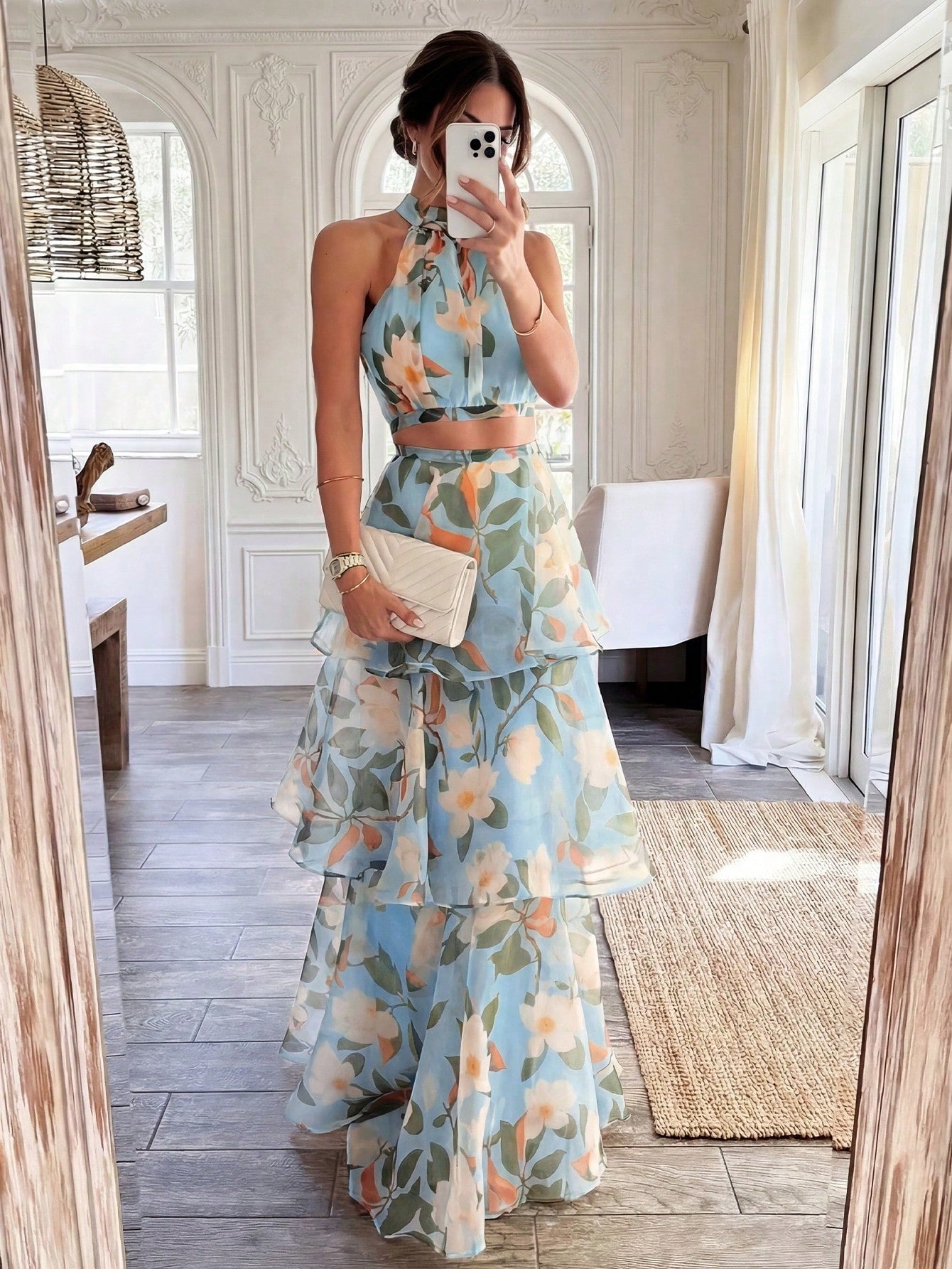 Spring/Summer Lightweight Fluffy Elegant Casual Vacation Romantic Beach Date 2 Pieces Set, Women's Summer Set, Beach Outfits For Women, Vacation Outfits Women