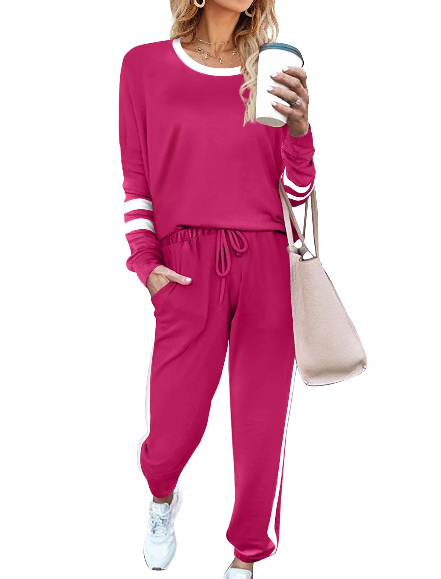 Sweatsuit for Women 2 Piece Outfits for Womens Crewneck Sweatshirts Pullover