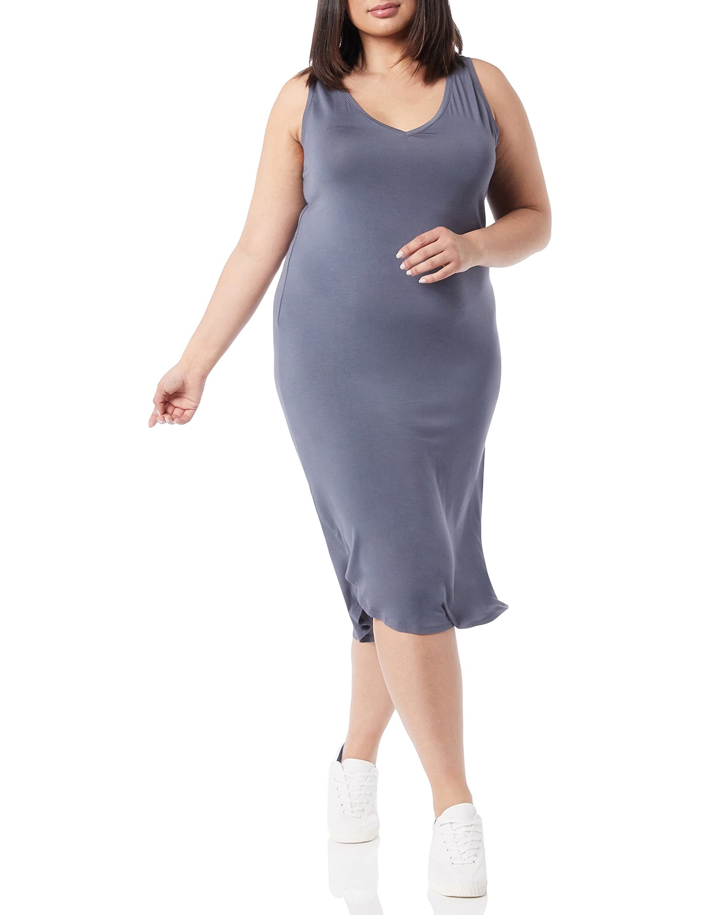 Amazon Essentials Women's Jersey Regular-Fit Sleeveless V-Neck Midi Dress (Previously Daily Ritual)