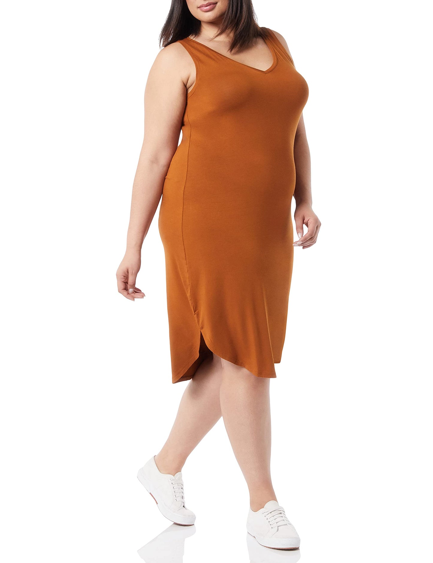 Amazon Essentials Women's Jersey Regular-Fit Sleeveless V-Neck Midi Dress (Previously Daily Ritual)