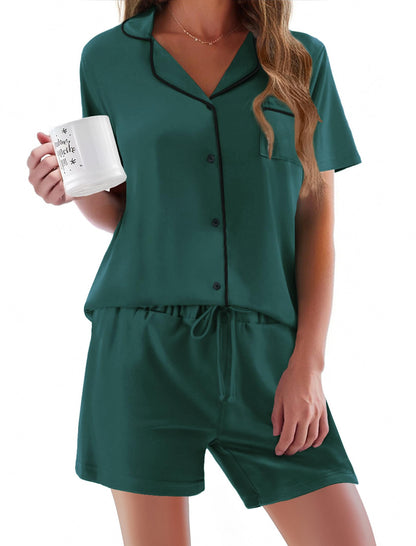 Pajamas Set for Women Short Sleeve Sleepwear Button Down Pjs Soft 2 Piece Lounge Sets XS-XXXL