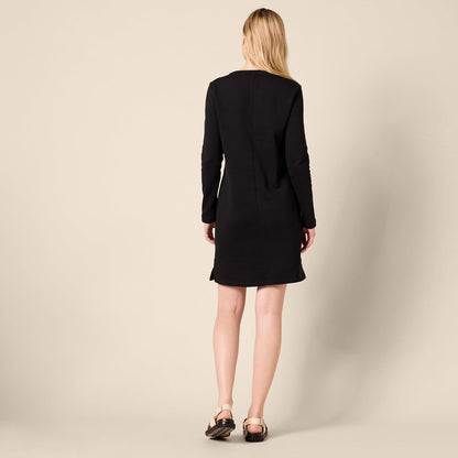 Amazon Essentials Women's Long Sleeve Crewneck Fleece Above-The-Knee Dress with Ribbed Detail