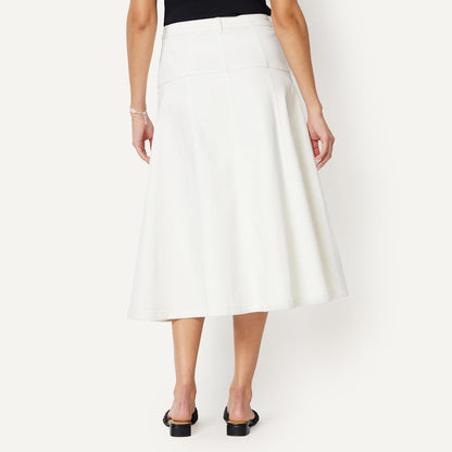 Amazon Essentials Women's A-Line High-Rise Denim Button-Down Midi Skirt