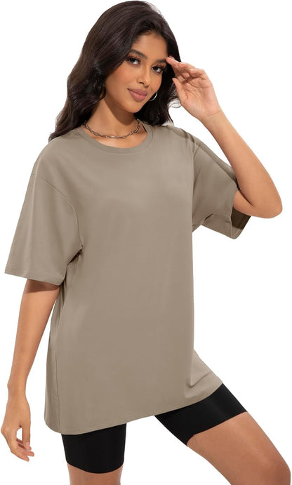 1/2/4 Pack Oversized Tshirts for Women, Loose Fit Crew Neck Summer Baggy Tops Workout Tees Plus Size T Shirts