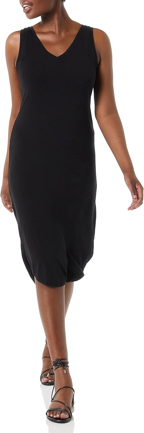 Amazon Essentials Women's Jersey Regular-Fit Sleeveless V-Neck Midi Dress (Previously Daily Ritual)