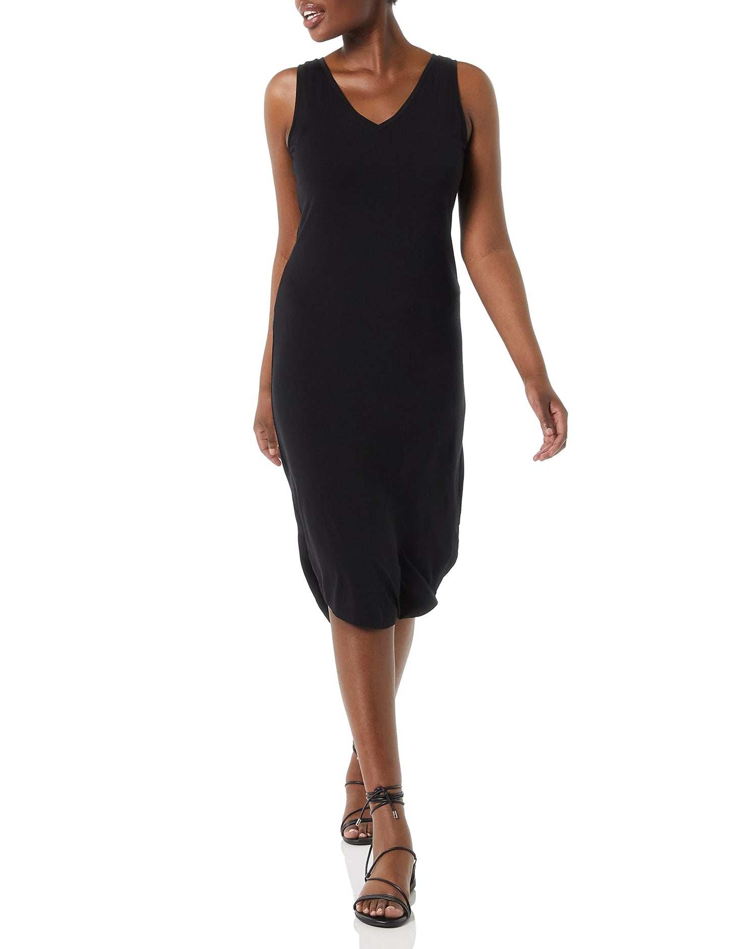 Amazon Essentials Women's Jersey Regular-Fit Sleeveless V-Neck Midi Dress (Previously Daily Ritual)