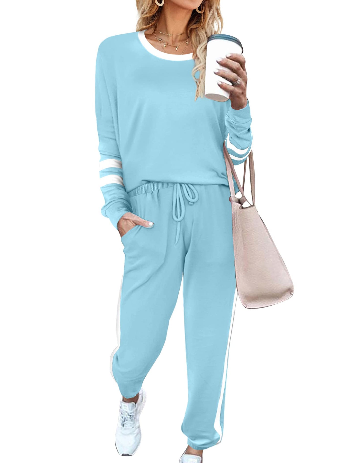 Sweatsuit for Women 2 Piece Outfits for Womens Crewneck Sweatshirts Pullover