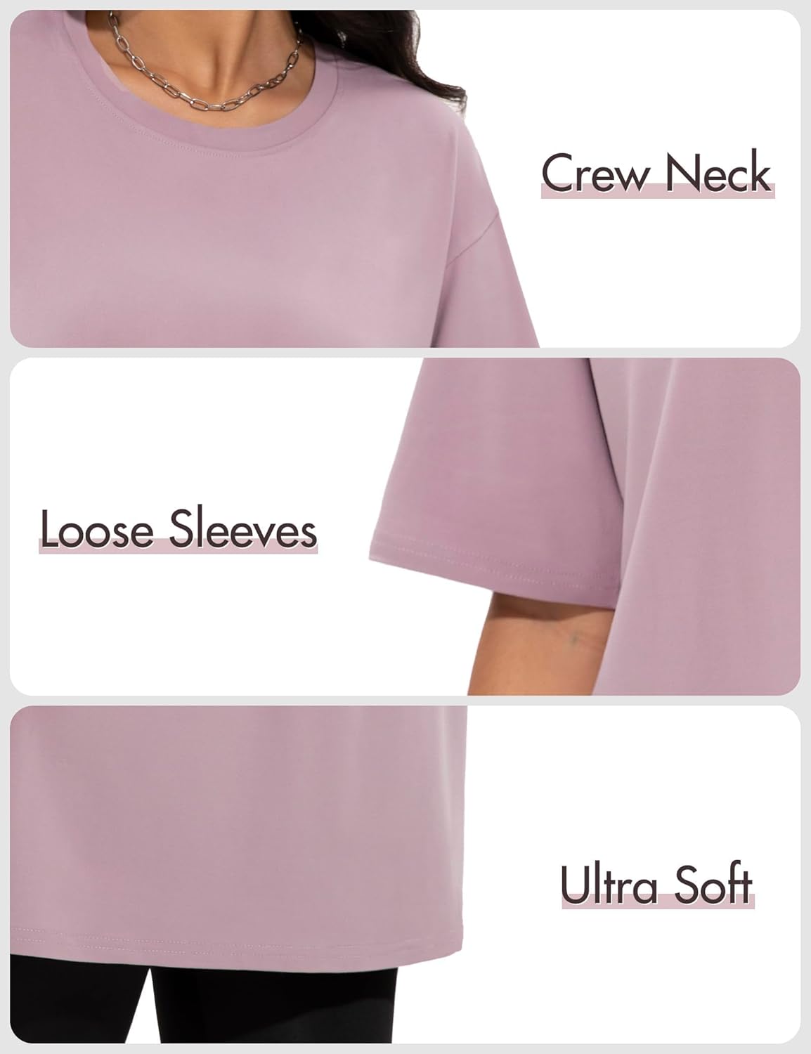 1/2/4 Pack Oversized Tshirts for Women, Loose Fit Crew Neck Summer Baggy Tops Workout Tees Plus Size T Shirts