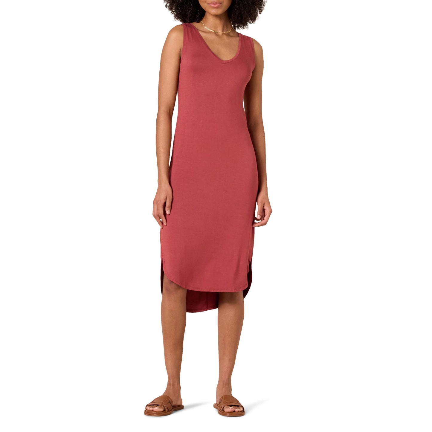 Amazon Essentials Women's Jersey Regular-Fit Sleeveless V-Neck Midi Dress (Previously Daily Ritual)