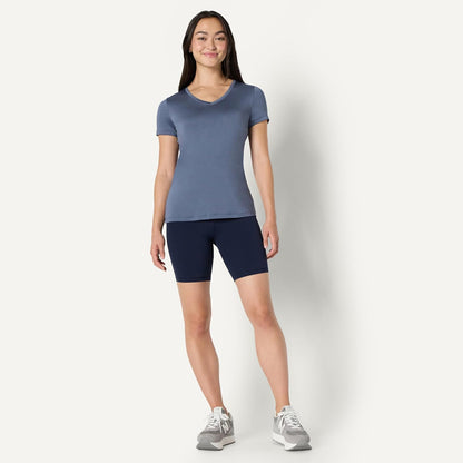 Amazon Essentials Women's Active Quick Dry Tech Stretch Short-Sleeve V-Neck T-Shirt (Available in Plus Size), Pack of 2