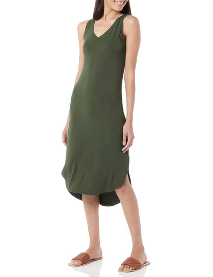 Amazon Essentials Women's Jersey Regular-Fit Sleeveless V-Neck Midi Dress (Previously Daily Ritual)