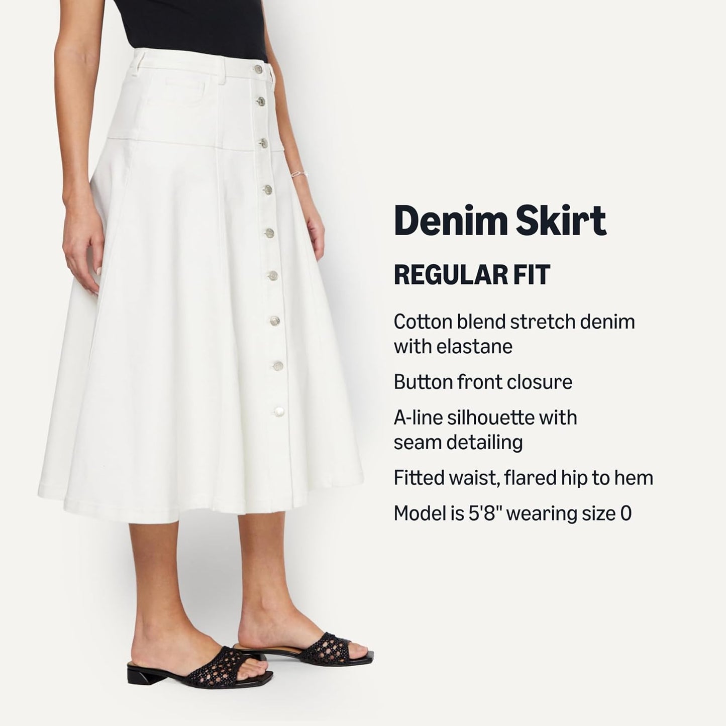 Amazon Essentials Women's A-Line High-Rise Denim Button-Down Midi Skirt