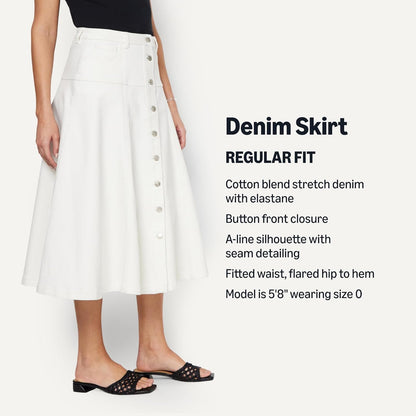 Amazon Essentials Women's A-Line High-Rise Denim Button-Down Midi Skirt