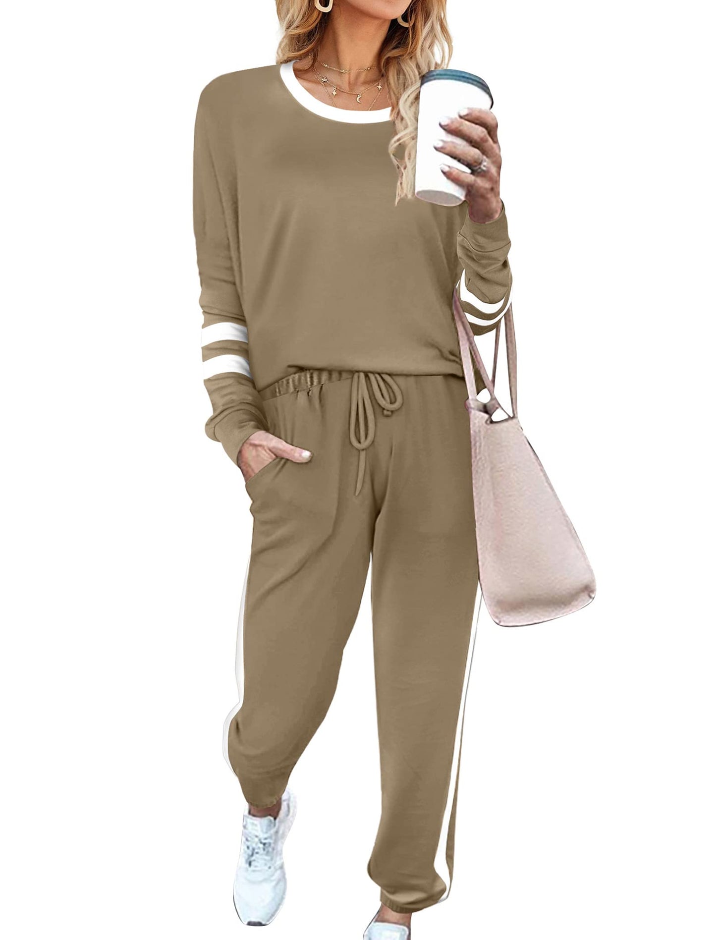 Sweatsuit for Women 2 Piece Outfits for Womens Crewneck Sweatshirts Pullover