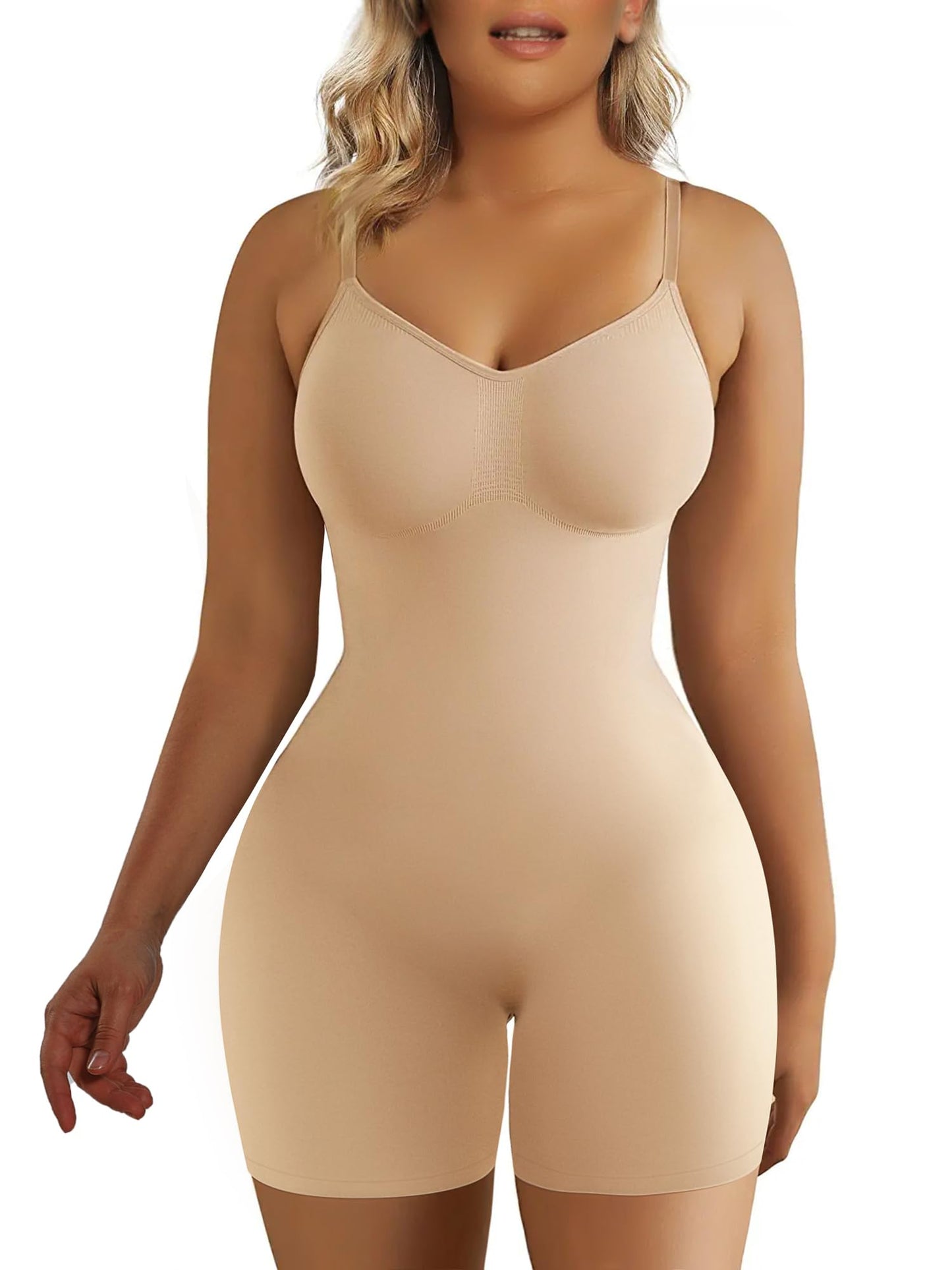 Shapewear for Women Tummy Control Bodysuit Mid Thigh Body Shaper Shorts for a Lifted Look