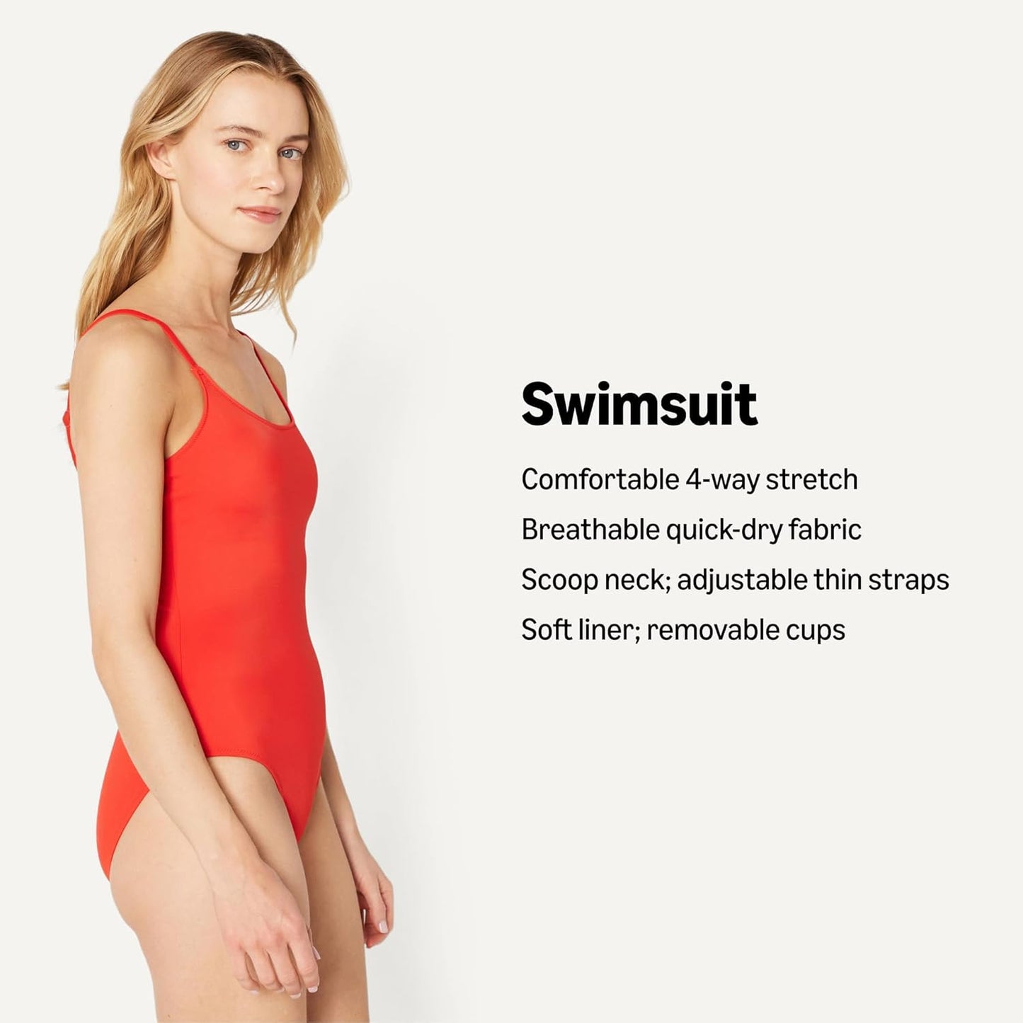 Amazon Essentials Women's One-Piece Scoop Neck Coverage Swimsuit (Available in Plus Size)