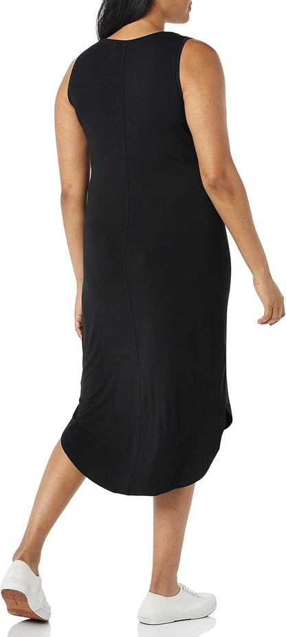 Amazon Essentials Women's Jersey Regular-Fit Sleeveless V-Neck Midi Dress (Previously Daily Ritual)