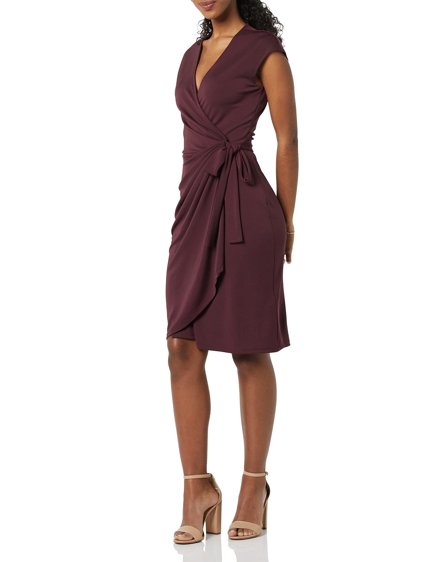 Amazon Essentials Women's Classic Cap Sleeve Wrap Dress with V Neck (Available in Plus Size)