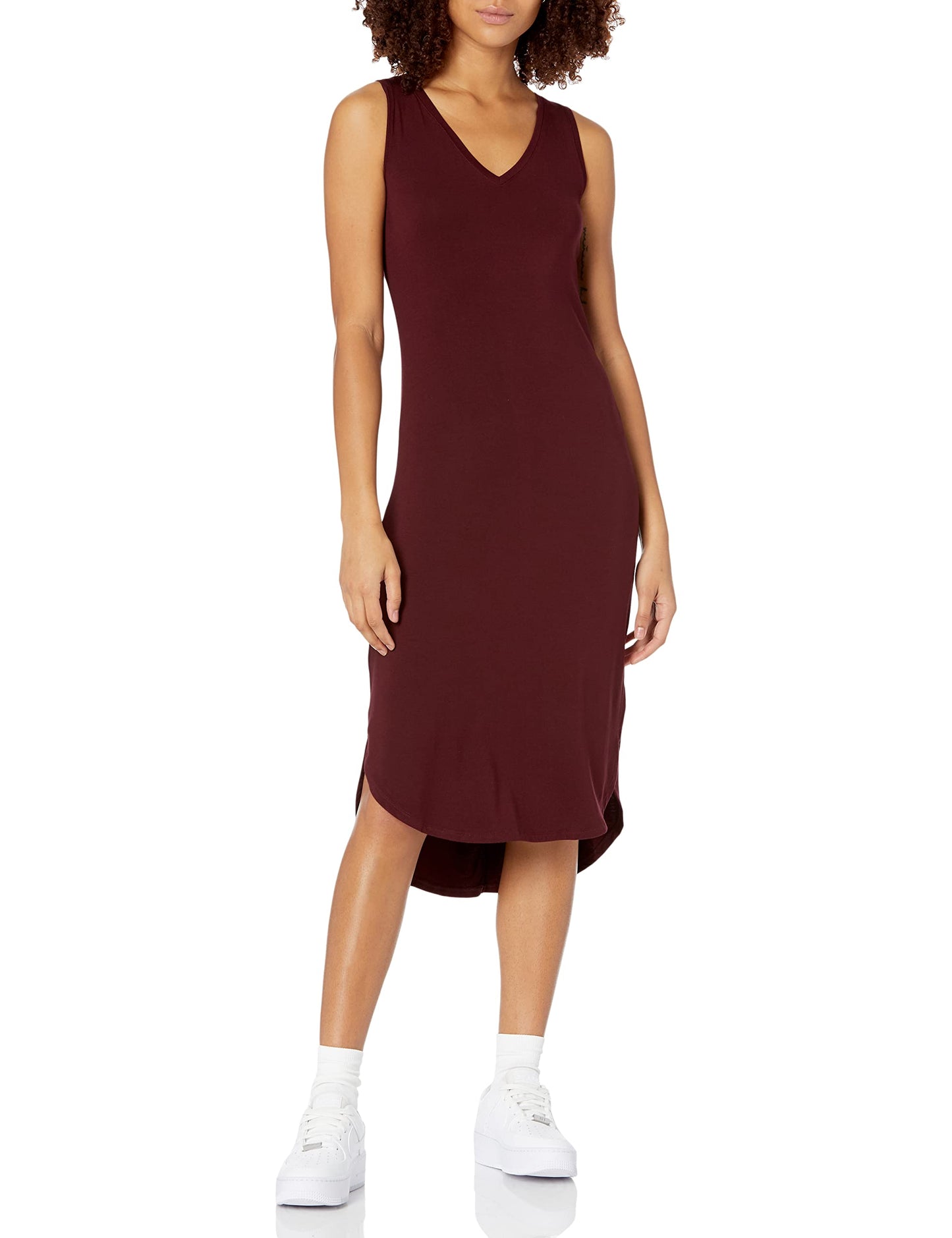 Amazon Essentials Women's Jersey Regular-Fit Sleeveless V-Neck Midi Dress (Previously Daily Ritual)