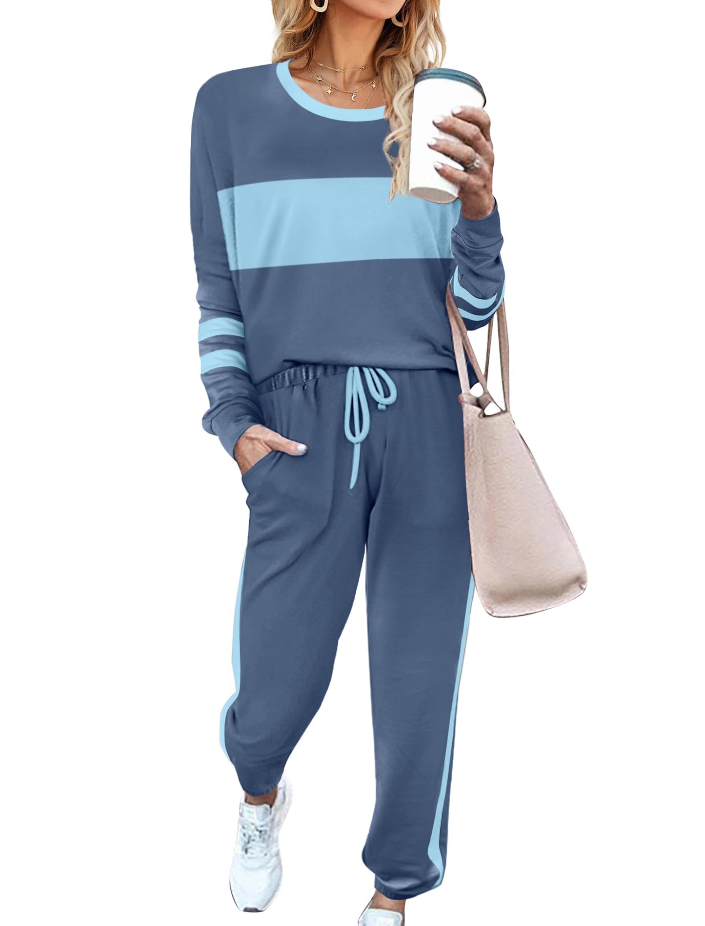 Sweatsuit for Women 2 Piece Outfits for Womens Crewneck Sweatshirts Pullover