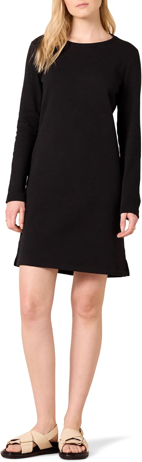Amazon Essentials Women's Long Sleeve Crewneck Fleece Above-The-Knee Dress with Ribbed Detail