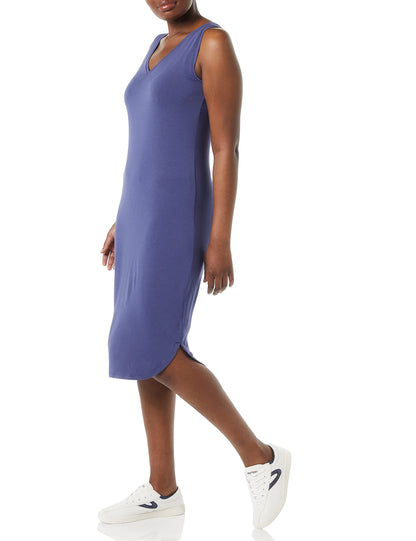 Amazon Essentials Women's Jersey Regular-Fit Sleeveless V-Neck Midi Dress (Previously Daily Ritual)