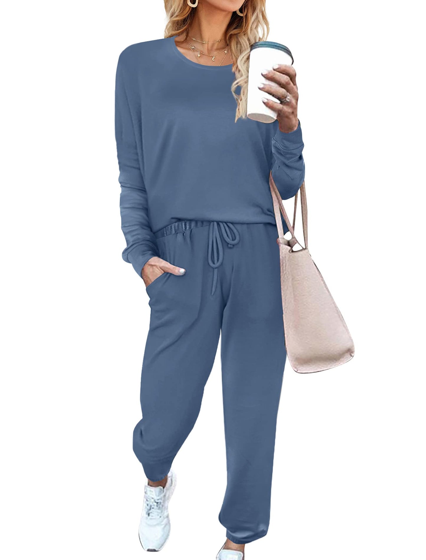 Sweatsuit for Women 2 Piece Outfits for Womens Crewneck Sweatshirts Pullover