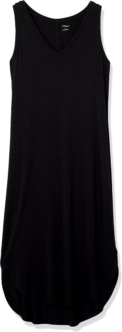 Amazon Essentials Women's Jersey Regular-Fit Sleeveless V-Neck Midi Dress (Previously Daily Ritual)