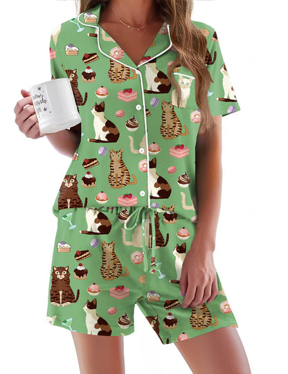 Pajamas Set for Women Short Sleeve Sleepwear Button Down Pjs Soft 2 Piece Lounge Sets XS-XXXL