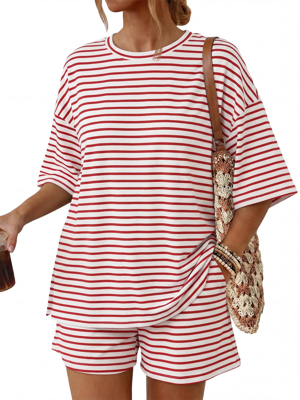2 Piece Summer Set Oversized Top & Loose Fit Shorts with Pockets
