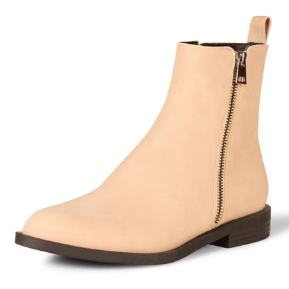 Amazon Essentials Women's Exterior Zip Flat Ankle Boot