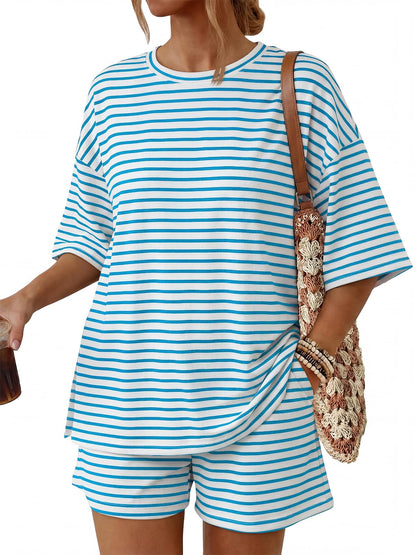 2 Piece Summer Set Oversized Top & Loose Fit Shorts with Pockets