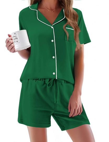 Pajamas Set for Women Short Sleeve Sleepwear Button Down Pjs Soft 2 Piece Lounge Sets XS-XXXL