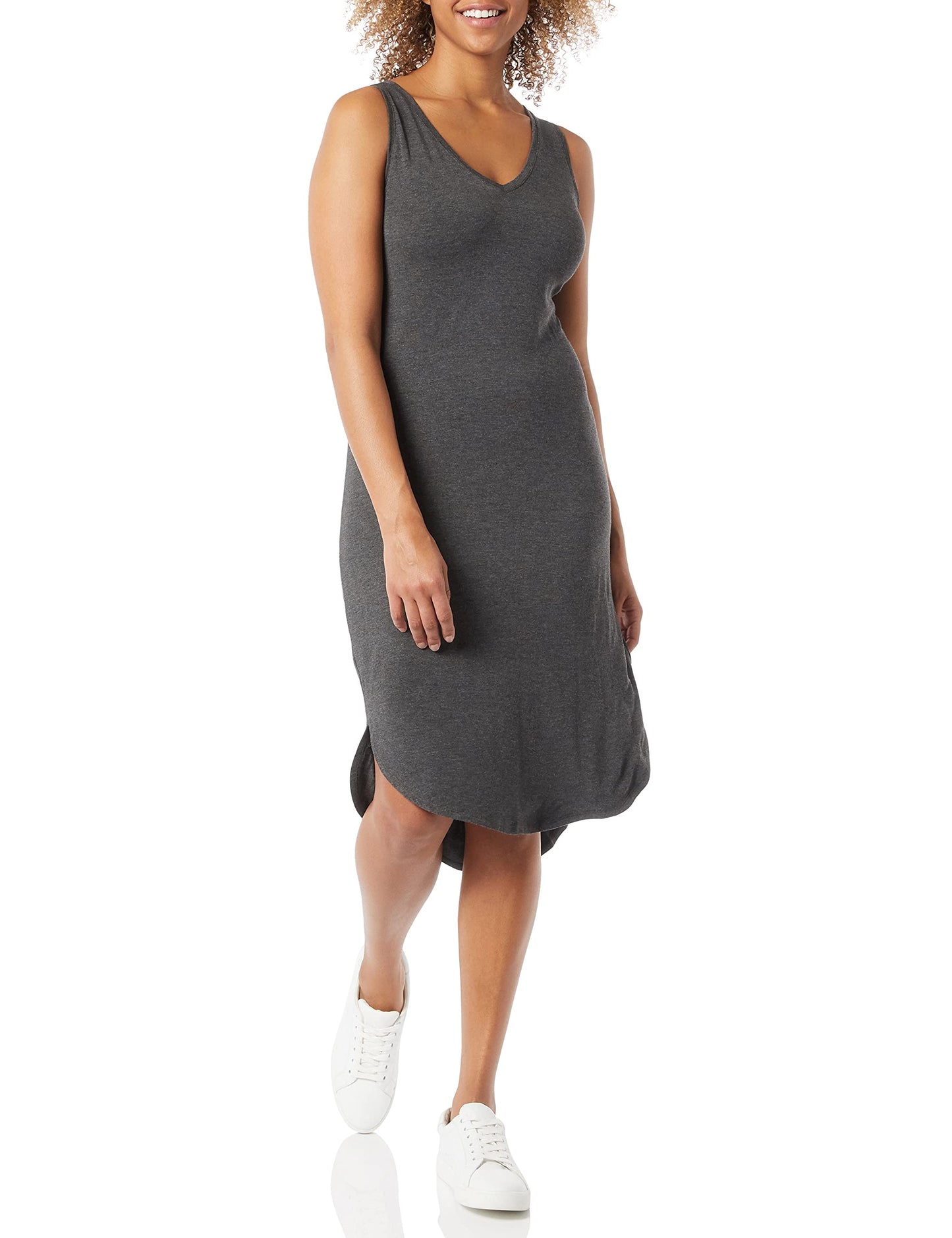 Amazon Essentials Women's Jersey Regular-Fit Sleeveless V-Neck Midi Dress (Previously Daily Ritual)