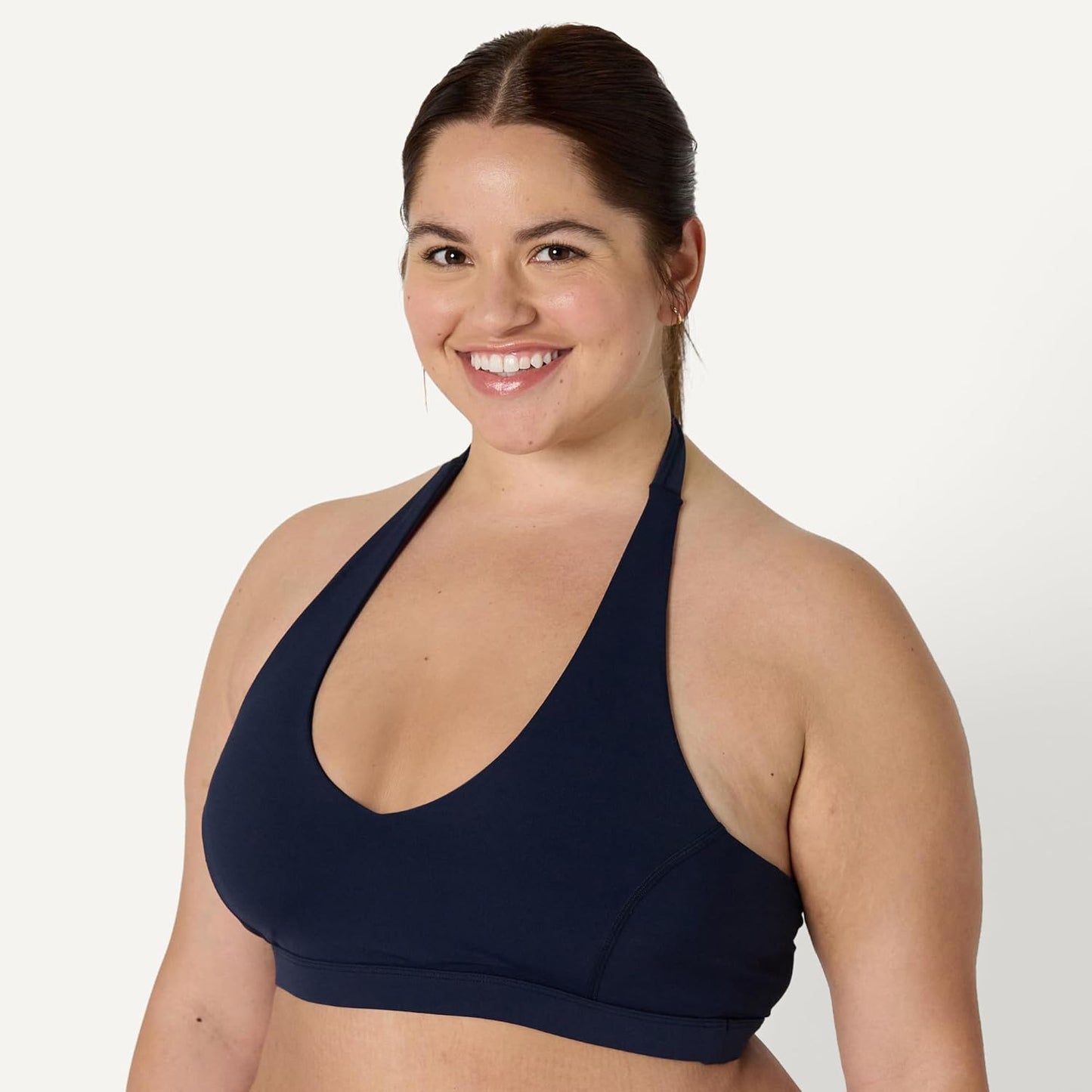 Amazon Essentials Women's Active FormFlex Buttery Soft Light Support Halter V-Neck Sports Bra