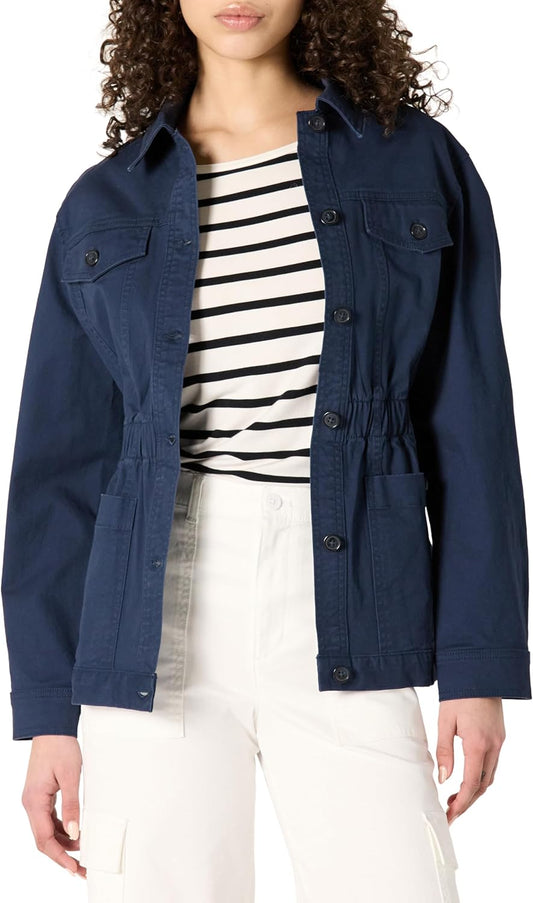 Amazon Essentials Women's Relaxed-Fit Dropped Shoulder Midweight Cotton Twill Jacket