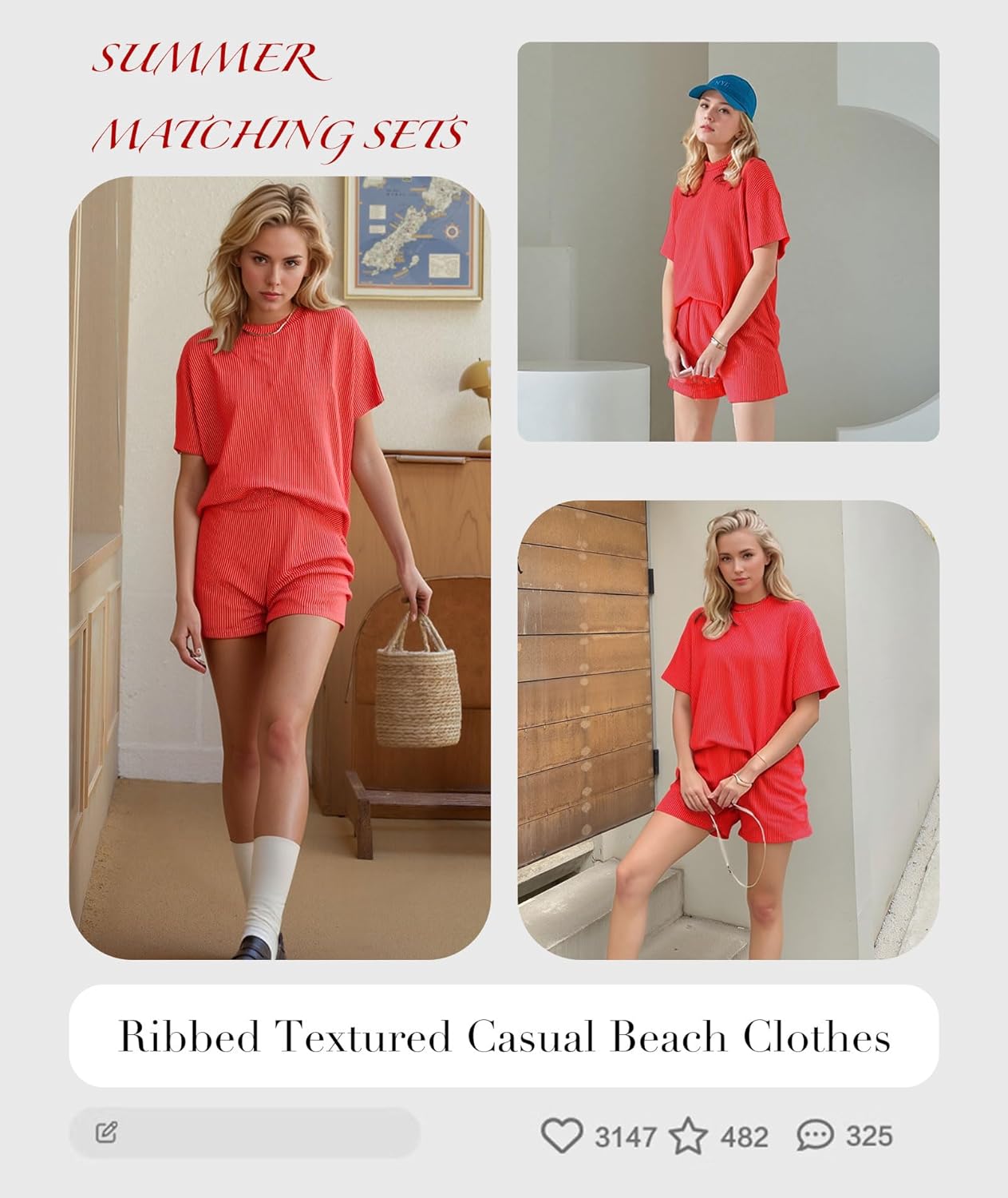 Women 2 Piece Shorts Set 2026 Casual Summer Cruise Outfits Ribbed Loose Short Sleeve Pocket Matching Lounge Sets