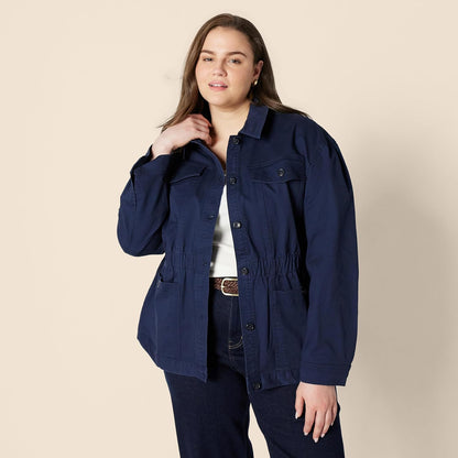Amazon Essentials Women's Relaxed-Fit Dropped Shoulder Midweight Cotton Twill Jacket