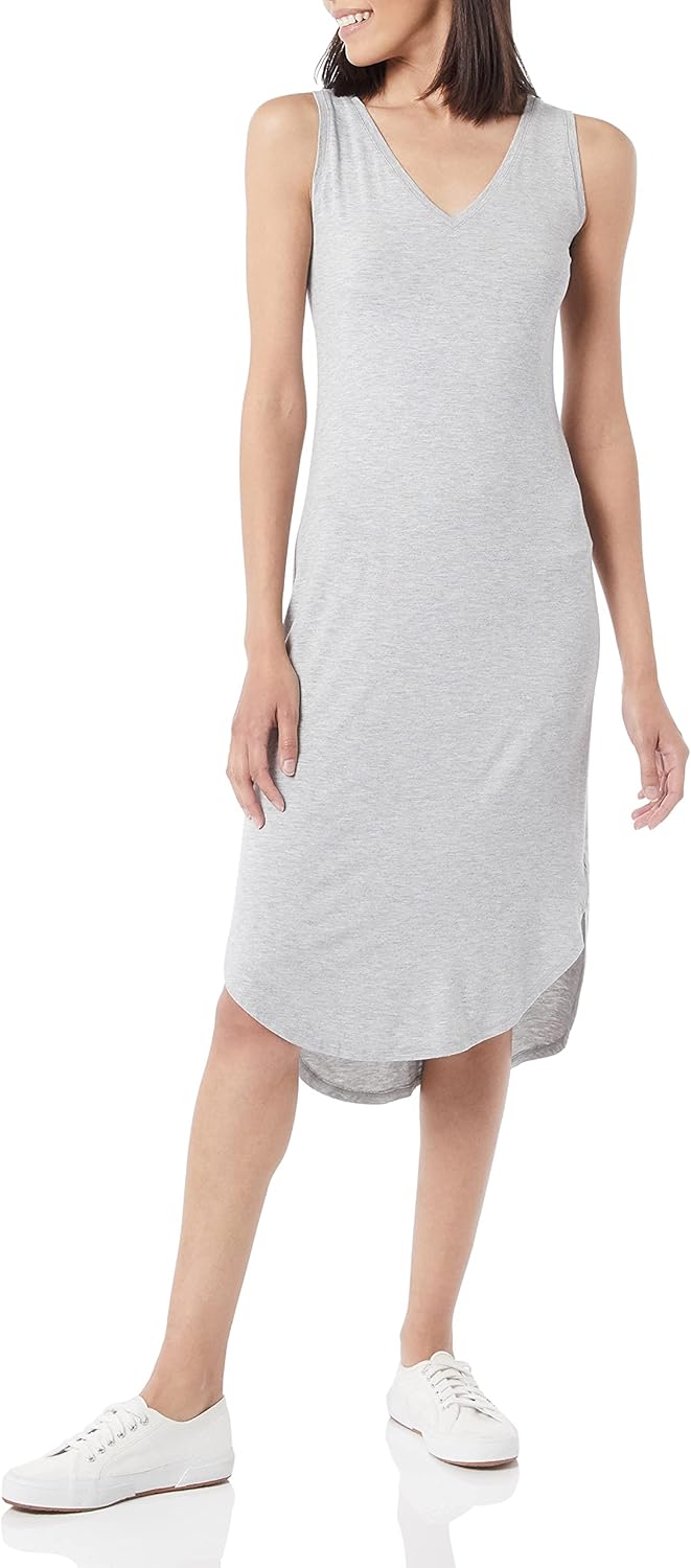 Amazon Essentials Women's Jersey Regular-Fit Sleeveless V-Neck Midi Dress (Previously Daily Ritual)
