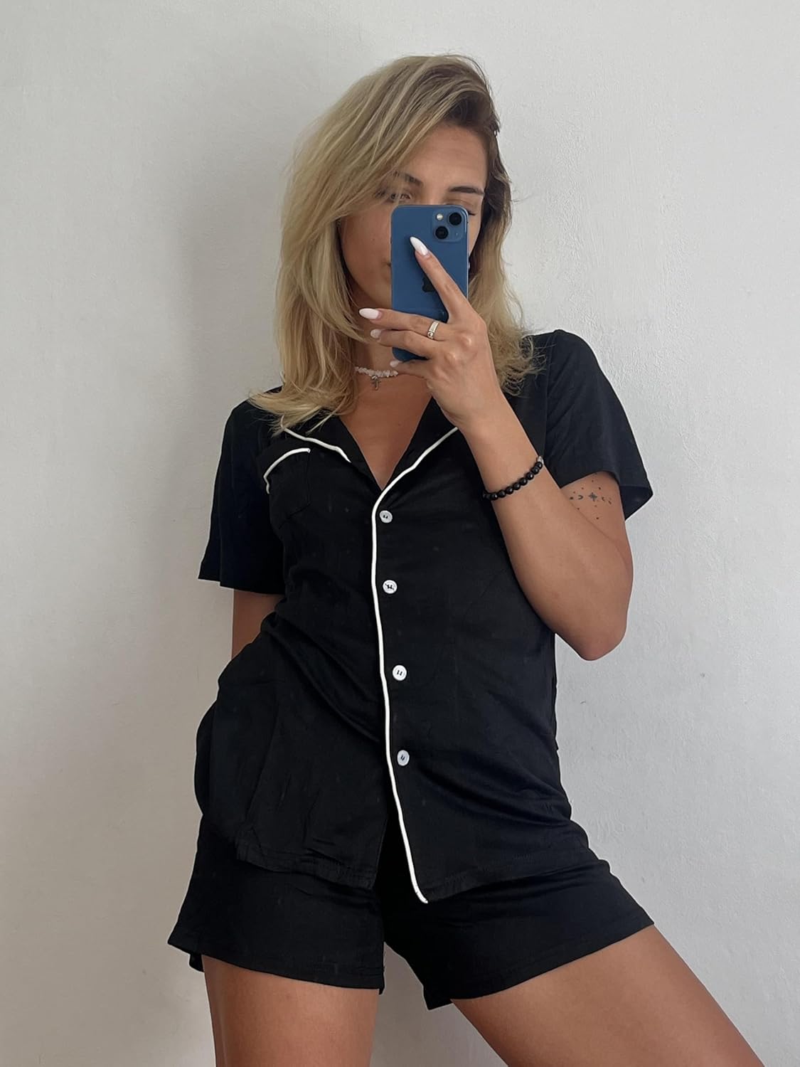 Pajamas Set for Women Short Sleeve Sleepwear Button Down Pjs Soft 2 Piece Lounge Sets XS-XXXL