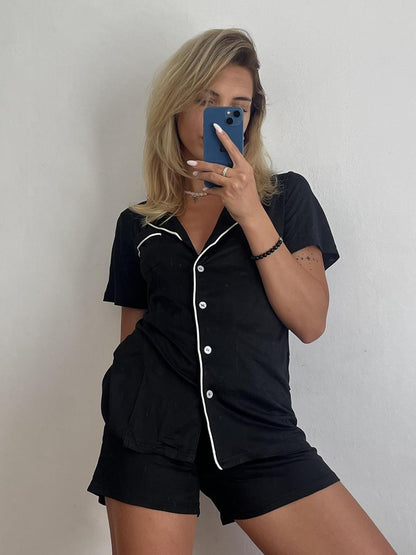 Pajamas Set for Women Short Sleeve Sleepwear Button Down Pjs Soft 2 Piece Lounge Sets XS-XXXL