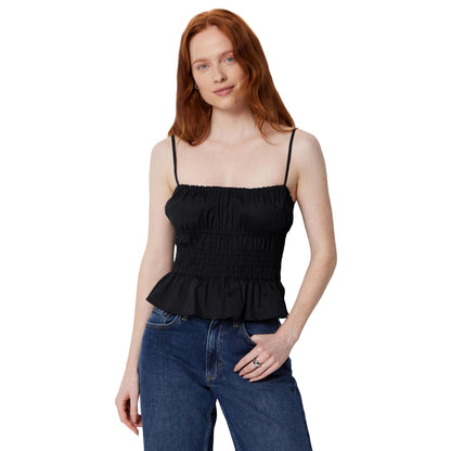 Amazon Essentials Women's Regular-Fit Smocked Cotton Stretch Poplin Tank