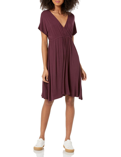 Amazon Essentials Women's Surplice V Neck Swing Dress (Available in Plus Size)