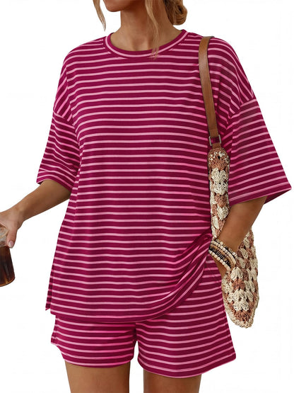 2 Piece Summer Set Oversized Top & Loose Fit Shorts with Pockets