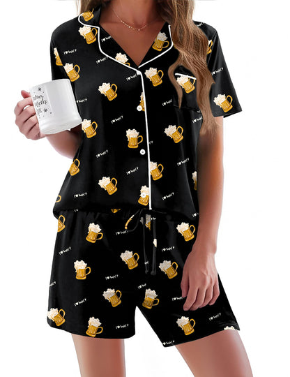 Pajamas Set for Women Short Sleeve Sleepwear Button Down Pjs Soft 2 Piece Lounge Sets XS-XXXL
