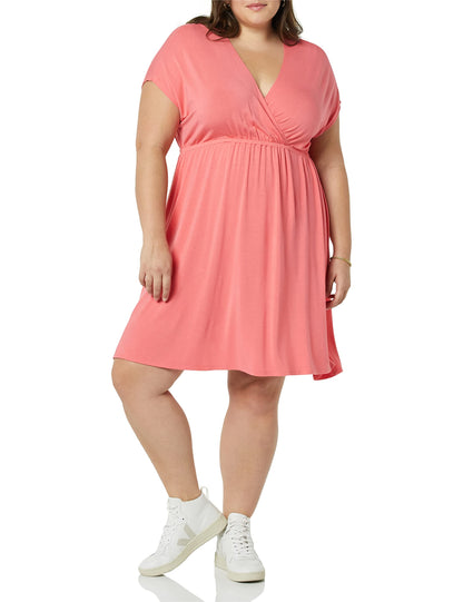 Amazon Essentials Women's Surplice V Neck Swing Dress (Available in Plus Size)