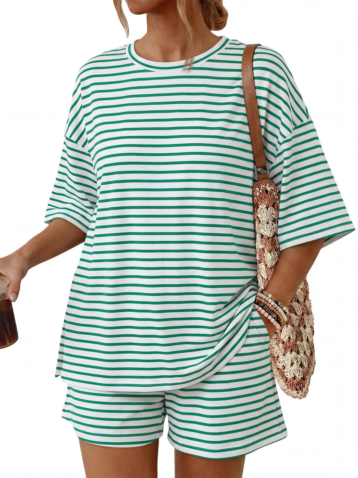 2 Piece Summer Set Oversized Top & Loose Fit Shorts with Pockets