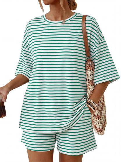 2 Piece Summer Set Oversized Top & Loose Fit Shorts with Pockets